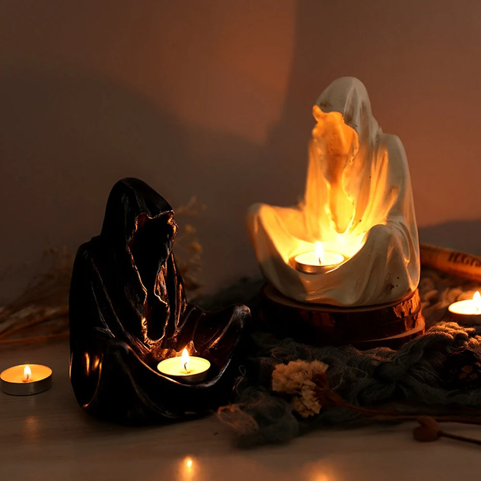 Gothic Ghost Tea Light Candle Holder for Halloween Décor