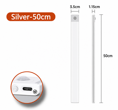 A silver linear light bar shown with dimension annotations: 3.5 cm width, 1.