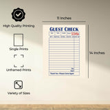 InkFlow Blank Guest Check Poster - Simple, Elegant Design for Customizable Wall Art, Perfect for Restaurants, Cafes, or Unique Home Décor and Personalized Statements - Unframed Wall Art - Infinity Beyond Crafts