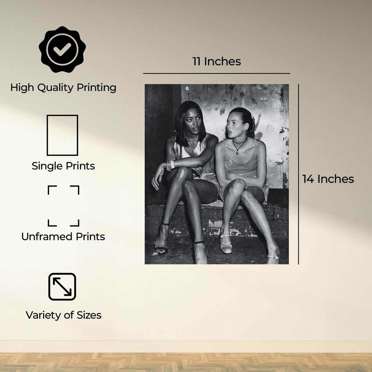 InkFlow Fashion Icon Poster - Elegant Black and White Photography of Supermodels for Home, Living Room, or Bedroom Décor - 8x10 Unframed Wall Art - Infinity Beyond Crafts