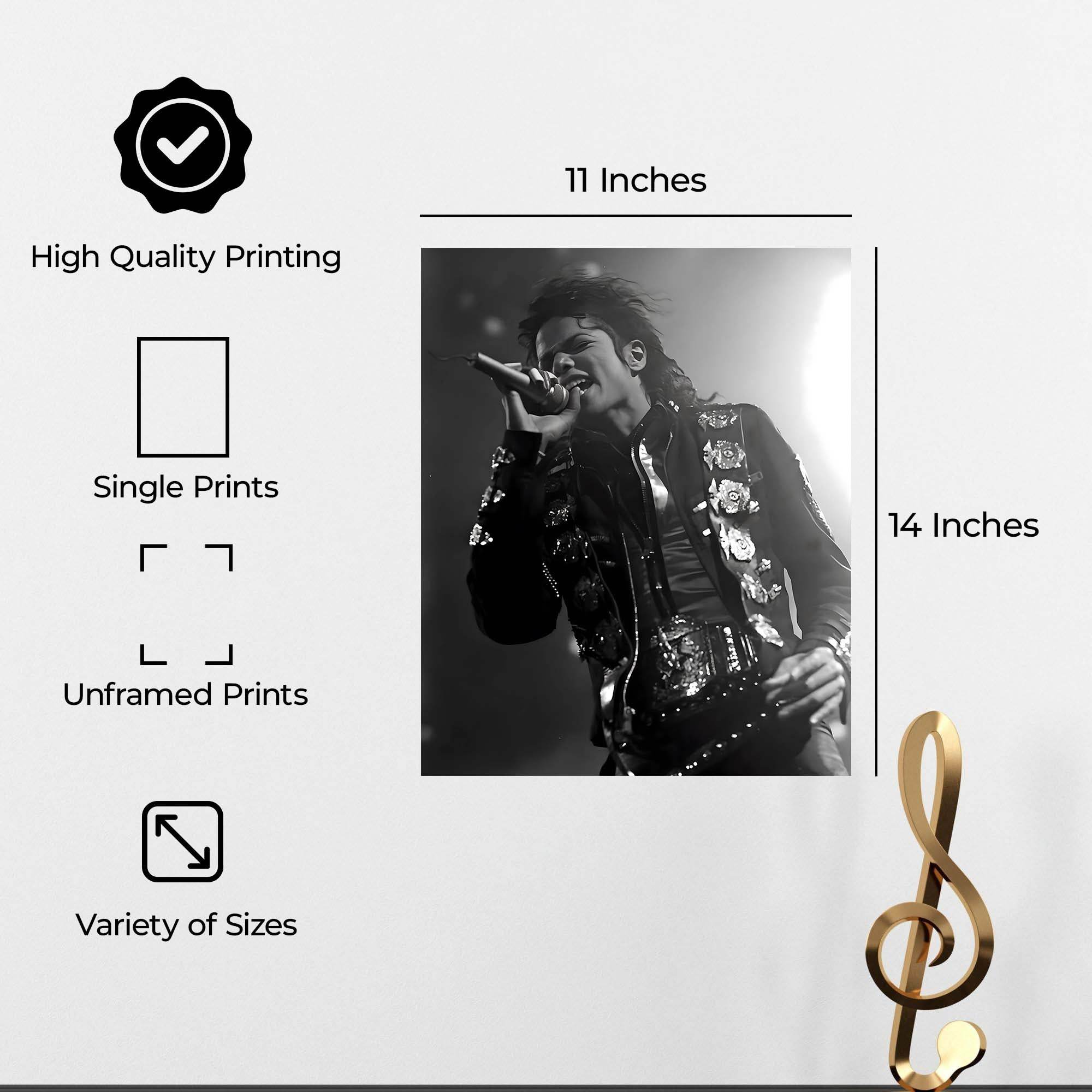 InkFlow Michael Jackson Poster - Iconic Music Legend Wall Art for Home, Office, Bedroom, or Living Room Décor - Bold and Timeless Statement Artwork Print - 8x10 Unframed Canvas Wall Art - Infinity Beyond Crafts