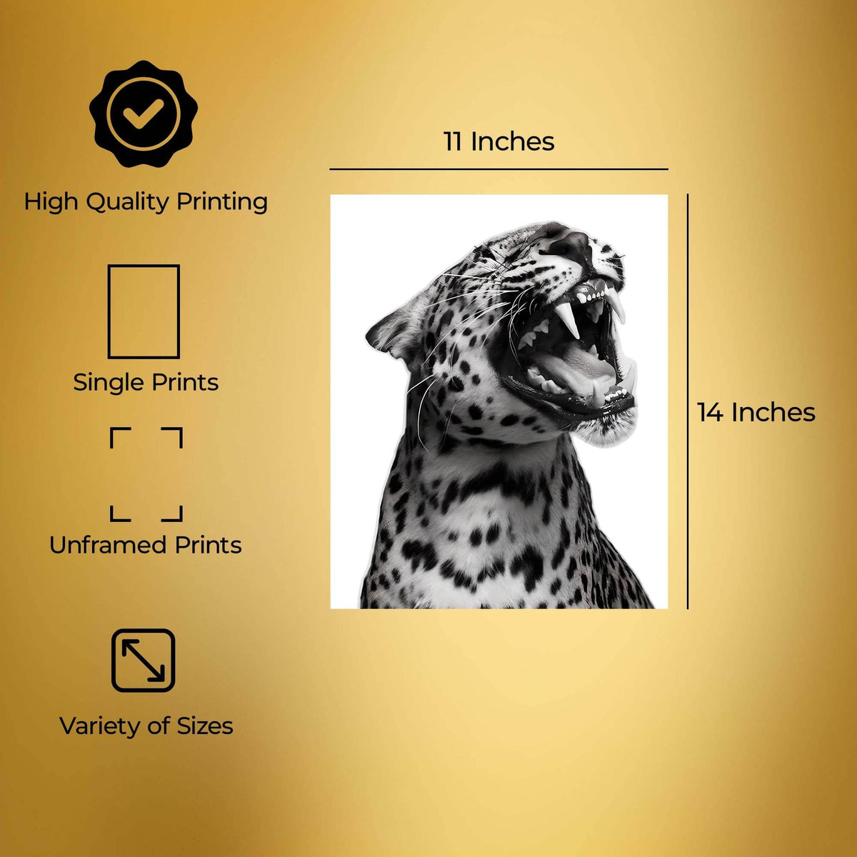 InkFlow Jaguar Poster - Bold Wildlife Wall Art for Home, Office, Bedroom, or Living Room Décor - Striking and Powerful Statement Animal Artwork Print - 8x10 Unframed Canvas Wall Art - Infinity Beyond Crafts