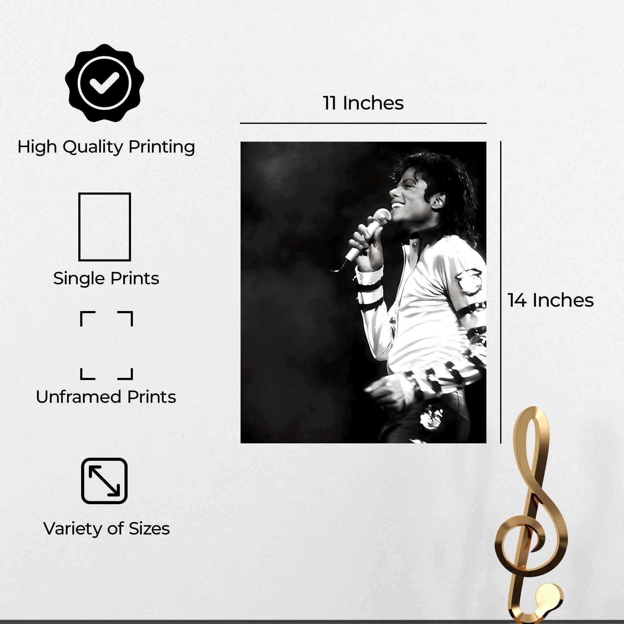 InkFlow Michael Jackson Poster - Iconic Pop Star Wall Art for Home, Office, Bedroom, or Living Room Décor - Vibrant and Classic Statement Artwork Print - 11x14 Unframed Canvas Wall Art - Infinity Beyond Crafts