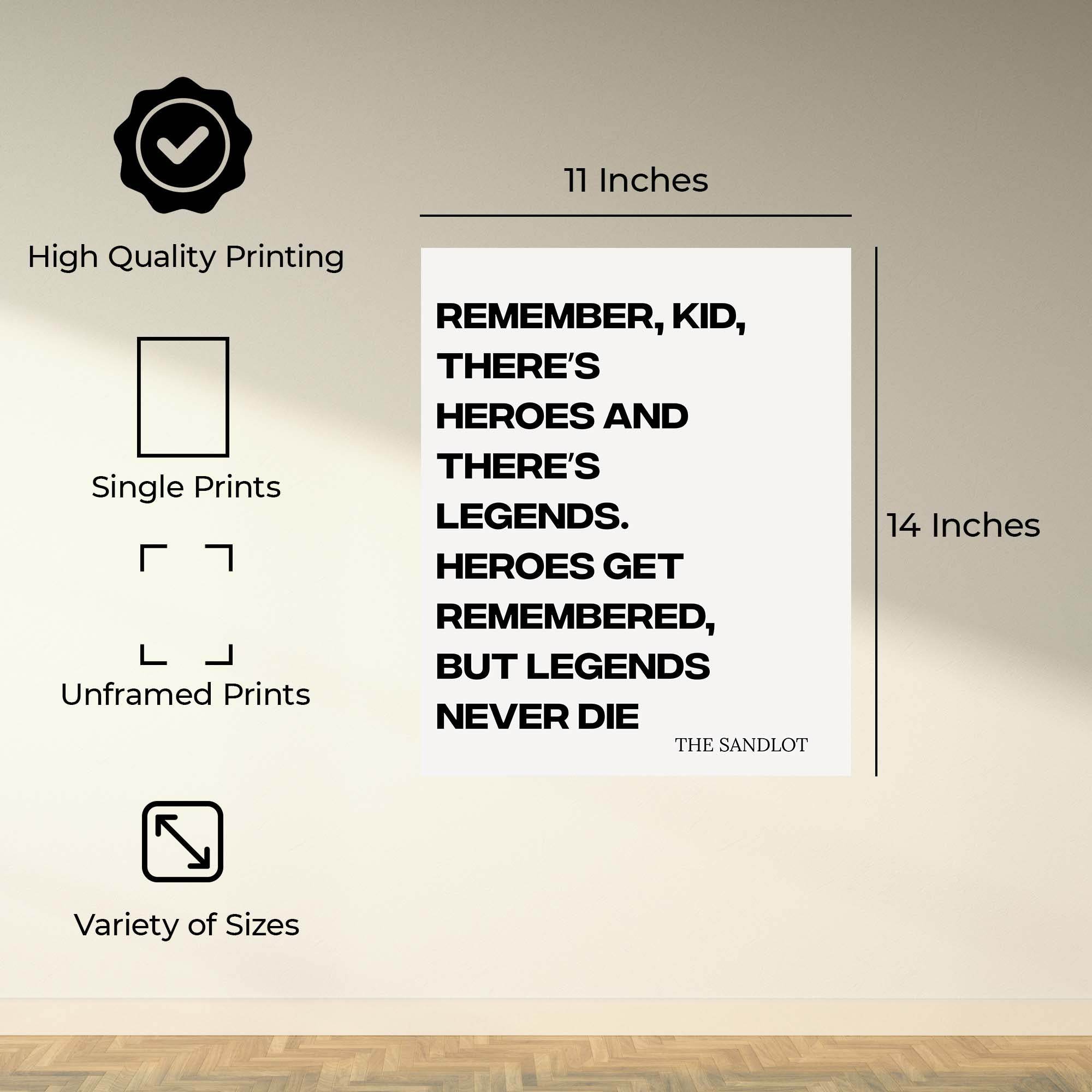 InkFlow Sandlot Quote Poster - Motivational & Inspirational Art for Baseball Fans, Perfect Wall Decor for Sports Enthusiasts - 8x10 Unframed Canvas Wall Art - Infinity Beyond Crafts