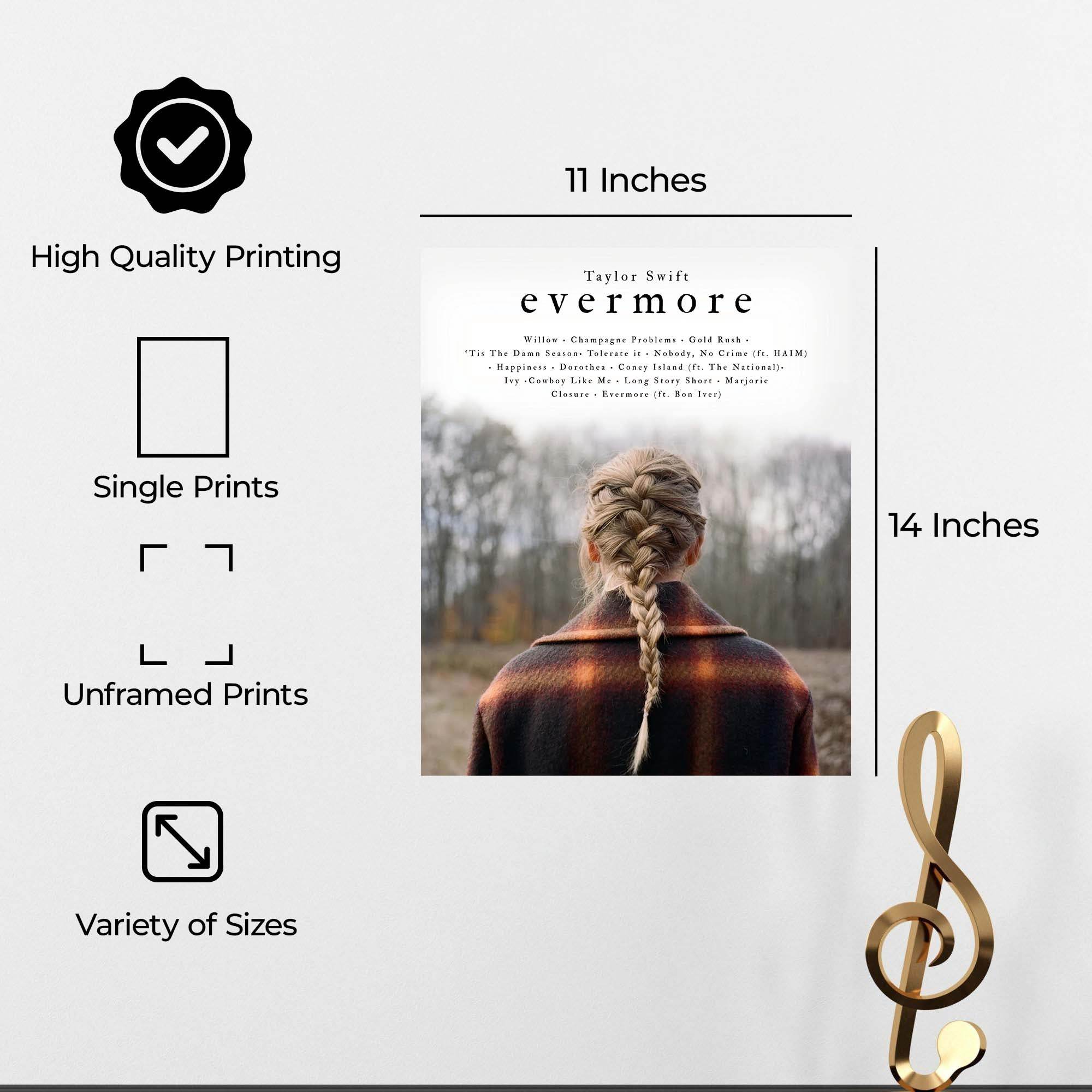 InkFlow Evermore Album Poster - Beautiful Indie Folk Music Artwork - Perfect Wall Decor for Bedroom, Living Room, or Office - Music & Musicians Art - 8x10 Unframed Canvas Wall Art - Infinity Beyond Crafts