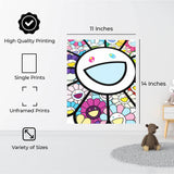 InkFlow Takashi Murakami Inspired Poster Wall Art Print - Bright and Colorful Floral Pop Art Design for Bedroom, Office, or Contemporary Living Spaces - 8x10 Unframed Canvas Wall Art - Infinity Beyond Crafts