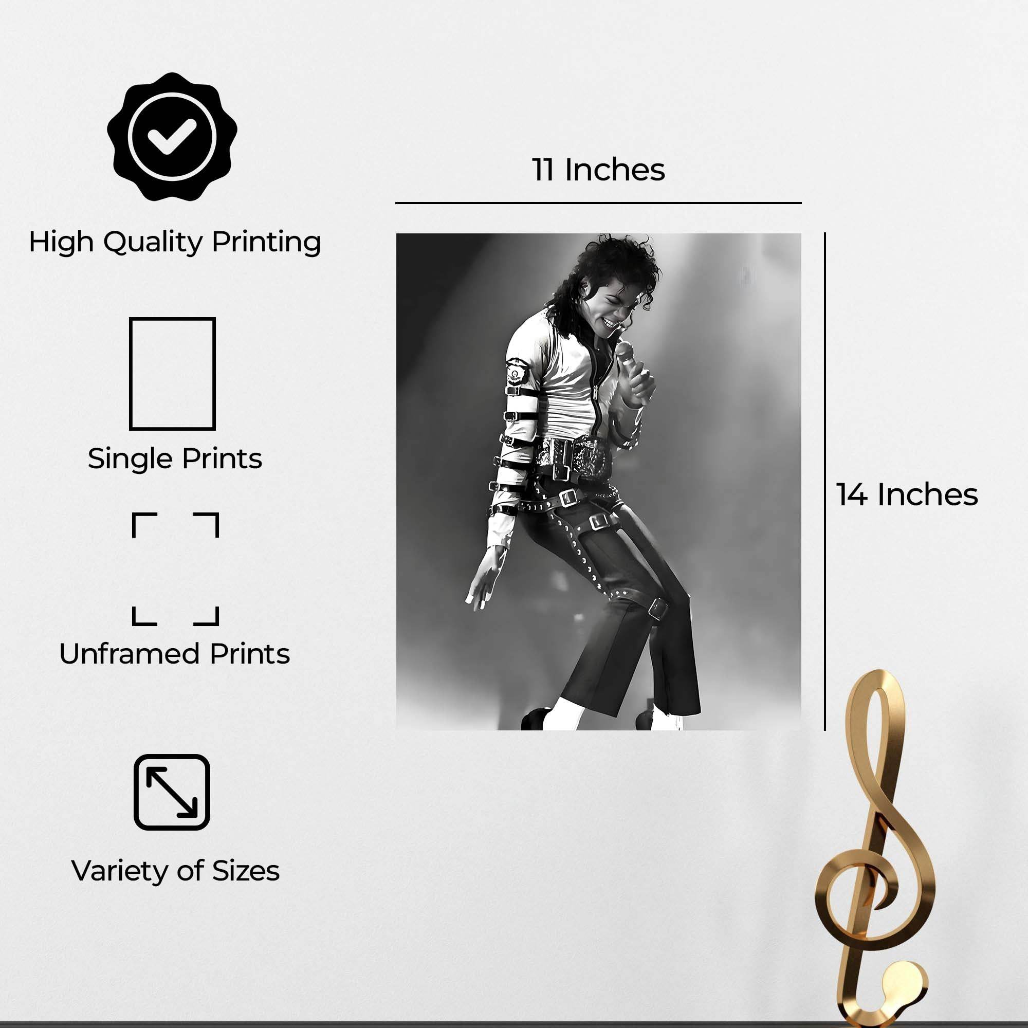 InkFlow Michael Jackson Poster - Legendary Pop Icon Wall Art for Home, Office, Bedroom, or Living Room Décor - Vibrant and Timeless Statement Artwork Print - 8x10 Unframed Canvas Wall Art - Infinity Beyond Crafts