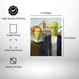 InkFlow American Gothic Style Shrek-Inspired Wall Art Poster for Home, Office, Bedroom, or Living Room Décor - Fun Pop Culture & Modern Art Piece - 8x10 Unframed Canvas Wall Art - Infinity Beyond Crafts