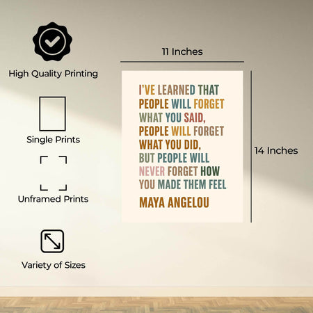 InkFlow Maya Angelou Inspirational Quote Wall Art - Motivational Print Poster for Home Décor, Living Rooms, Bedrooms, and Uplifting Spaces - 8x10 Unframed Wall Art - Infinity Beyond Crafts