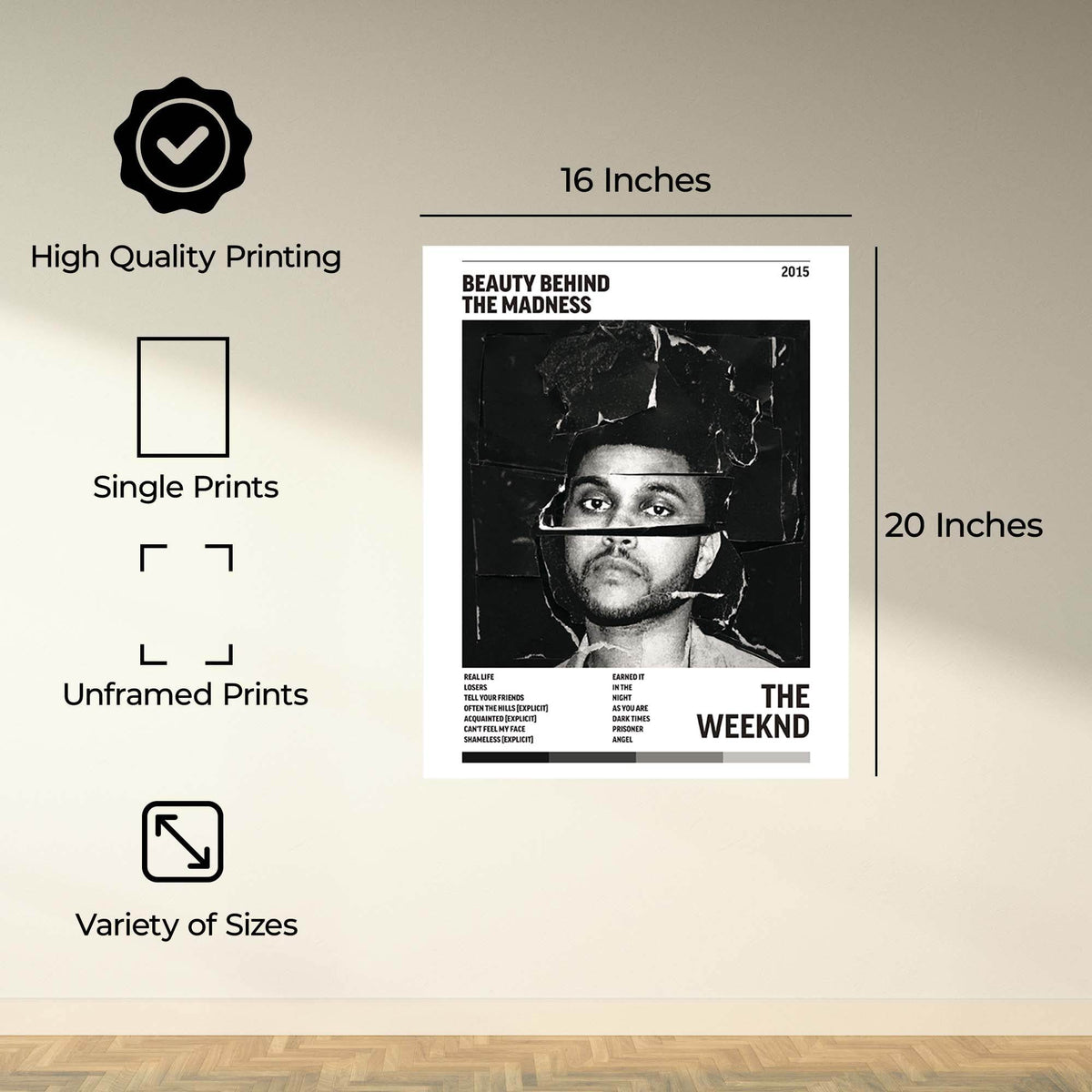 InkFlow Beauty Behind the Madness Music Poster - Iconic Pop Art Print for Music Lovers, Inspirational Wall Decor for Home, Office, and Music Enthusiasts - 8x10 Unframed Canvas Wall Art - Infinity Beyond Crafts