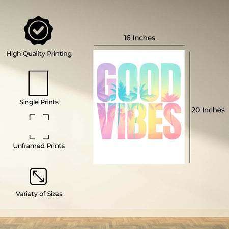 InkFlow Good Vibes Poster - Motivational & Inspirational Art Print with Positive Energy Message, Stylish Wall Décor for Home, Dorm, or Creative Space - 11x14 Unframed Canvas Wall Art - Infinity Beyond Crafts