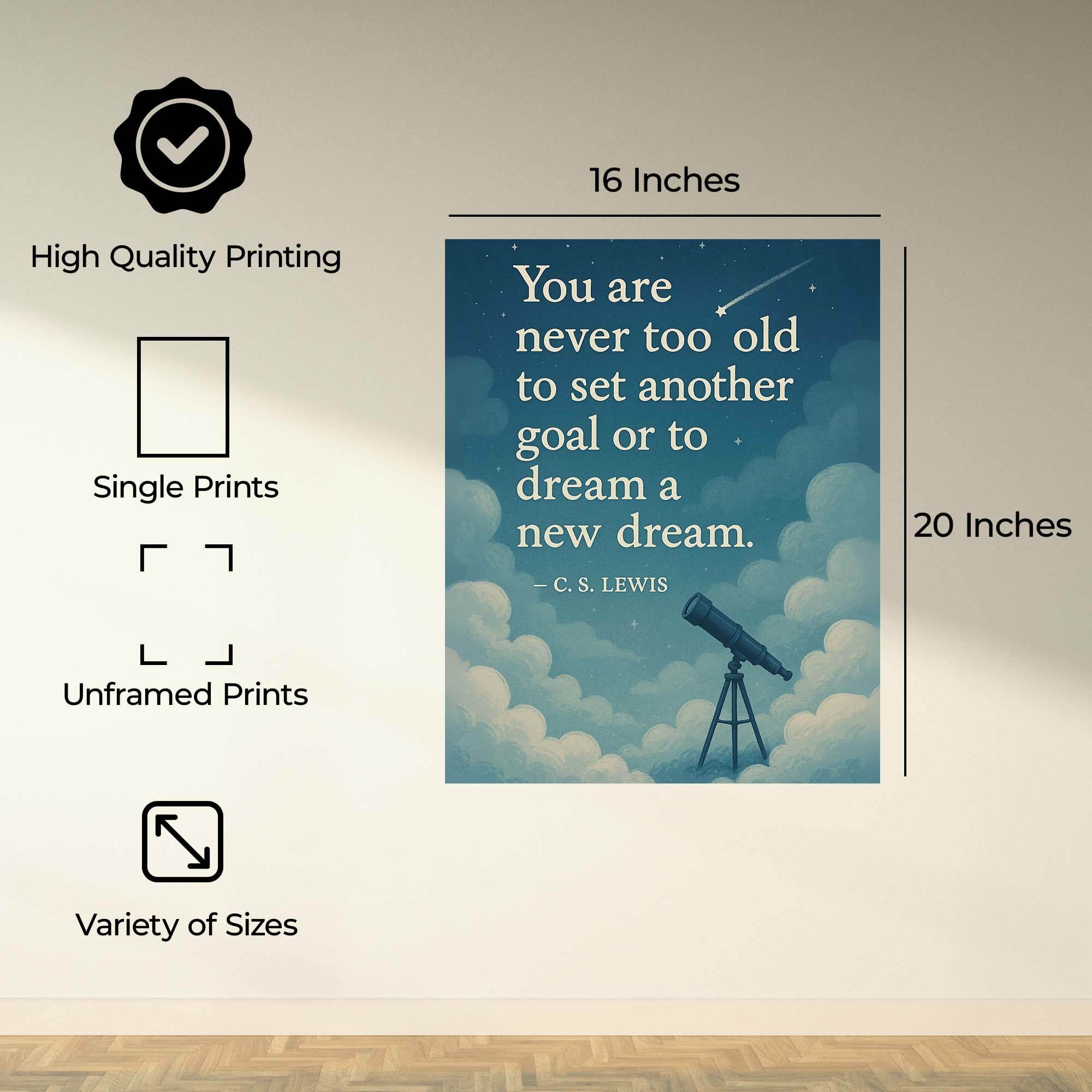 InkFlow C.S. Lewis Inspirational Quote Poster - Motivational Wall Art for Home, Office, Bedroom, Living Room Décor - Thought-Provoking Statement Piece - 8x10 Unframed Canvas Wall Art - Infinity Beyond Crafts