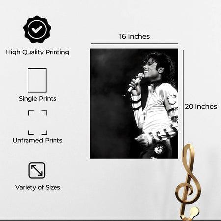 InkFlow Michael Jackson Poster - Iconic Pop Star Wall Art for Home, Office, Bedroom, or Living Room Décor - Vibrant and Classic Statement Artwork Print - 11x14 Unframed Canvas Wall Art - Infinity Beyond Crafts