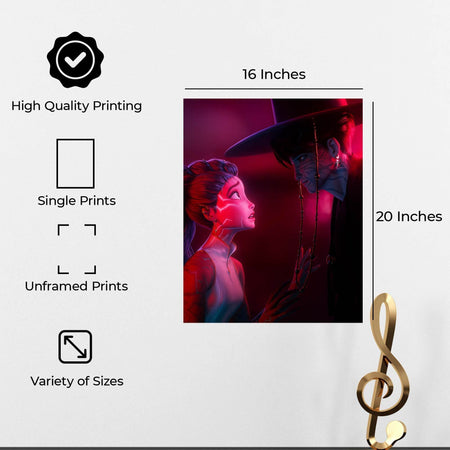 InkFlow Demon Hunters Poster - Vintage-Inspired Wall Art for Music and Fantasy Fans, Retro Korean-Inspired Print for Bedroom or Office, Anime Style Decor - 11x14 Unframed Canvas Wall Art - Infinity Beyond Crafts