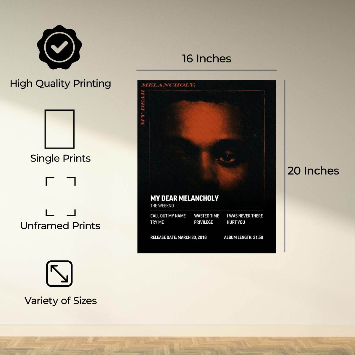 InkFlow My Dear Melancholy Music Poster - Iconic Pop Art Print for Music Lovers, Inspirational Wall Decor for Home, Office, and Music Enthusiasts - 8x10 Unframed Canvas Wall Art - Infinity Beyond Crafts