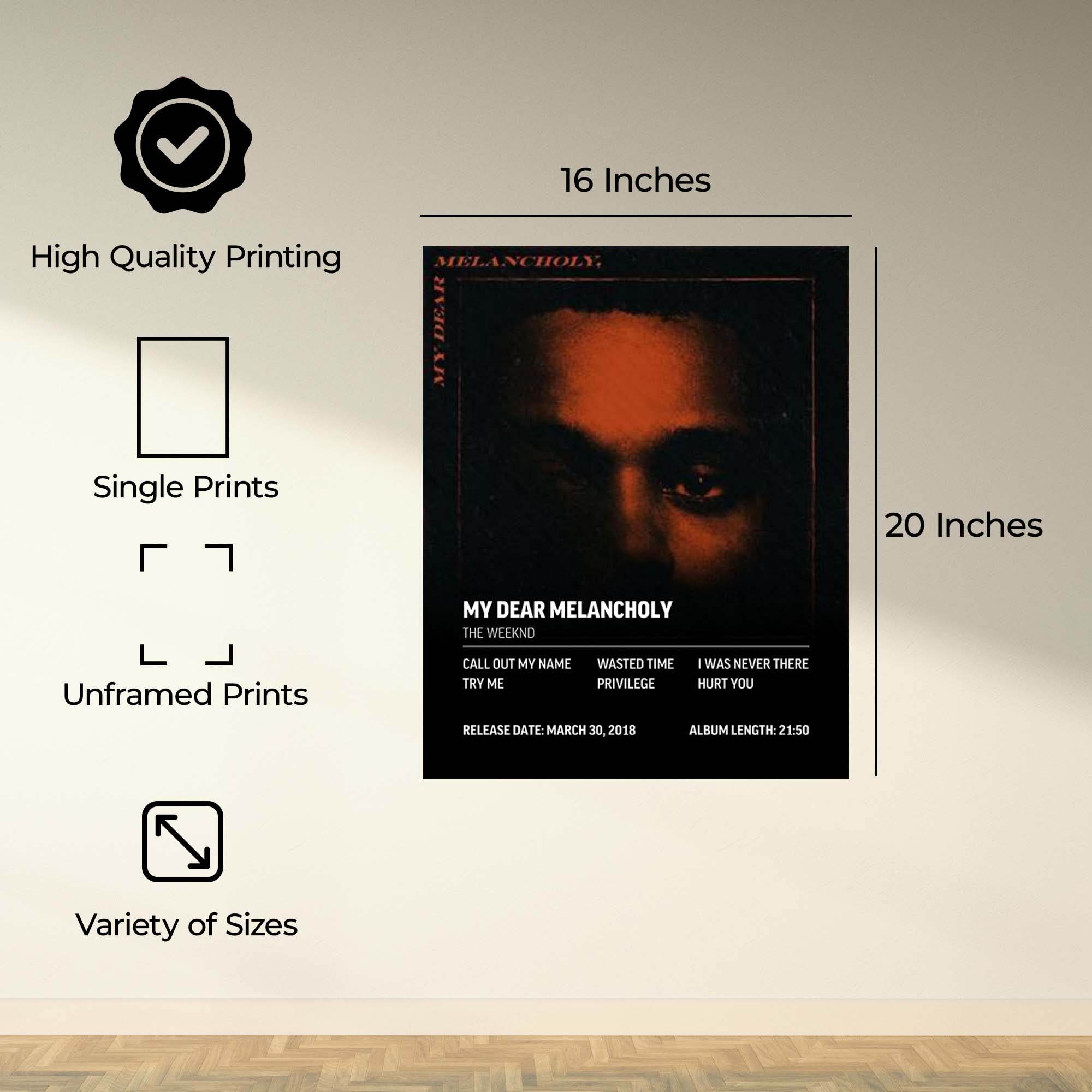 InkFlow My Dear Melancholy Music Poster - Iconic Pop Art Print for Music Lovers, Inspirational Wall Decor for Home, Office, and Music Enthusiasts - 8x10 Unframed Canvas Wall Art - Infinity Beyond Crafts