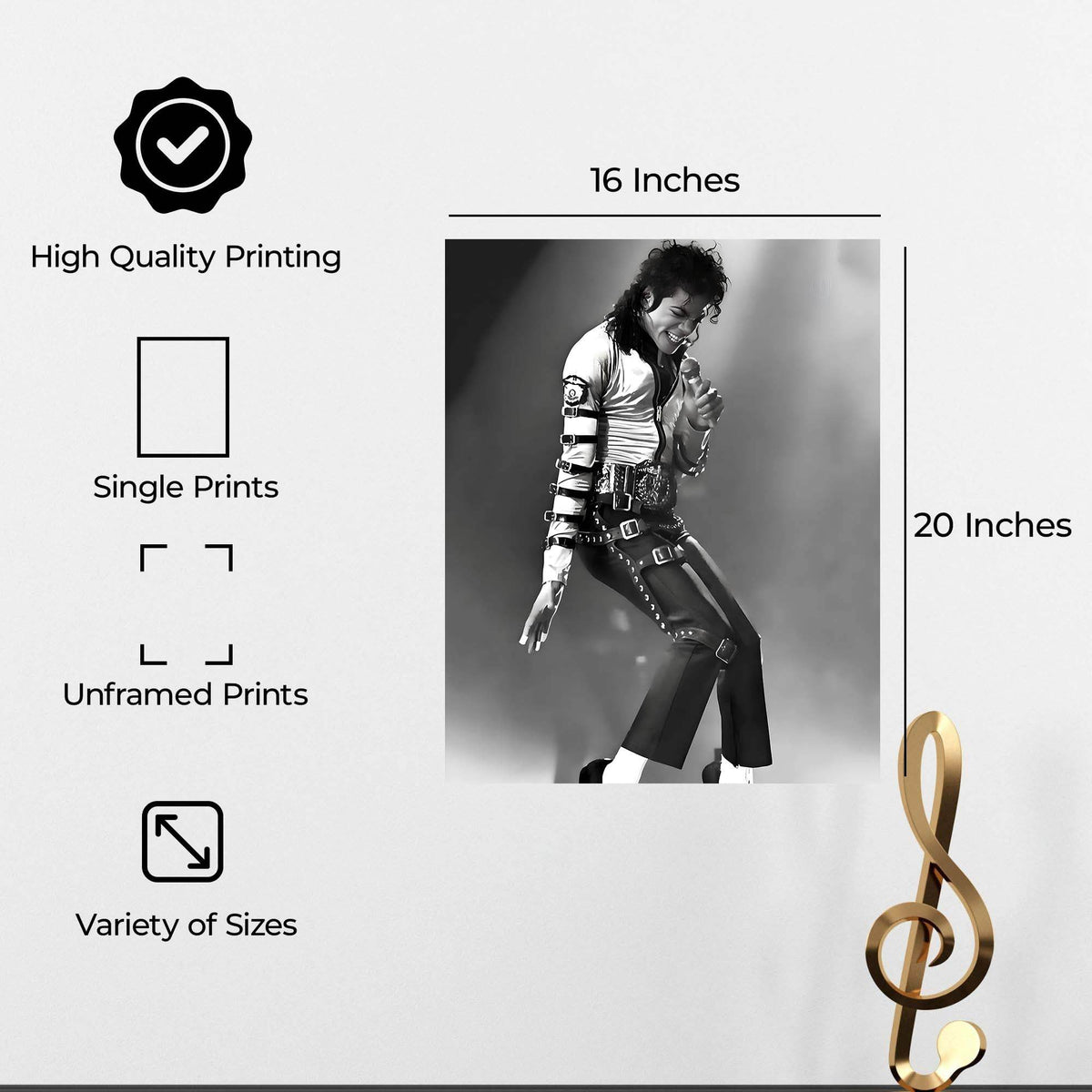 InkFlow Michael Jackson Poster - Legendary Pop Icon Wall Art for Home, Office, Bedroom, or Living Room Décor - Vibrant and Timeless Statement Artwork Print - 8x10 Unframed Canvas Wall Art - Infinity Beyond Crafts