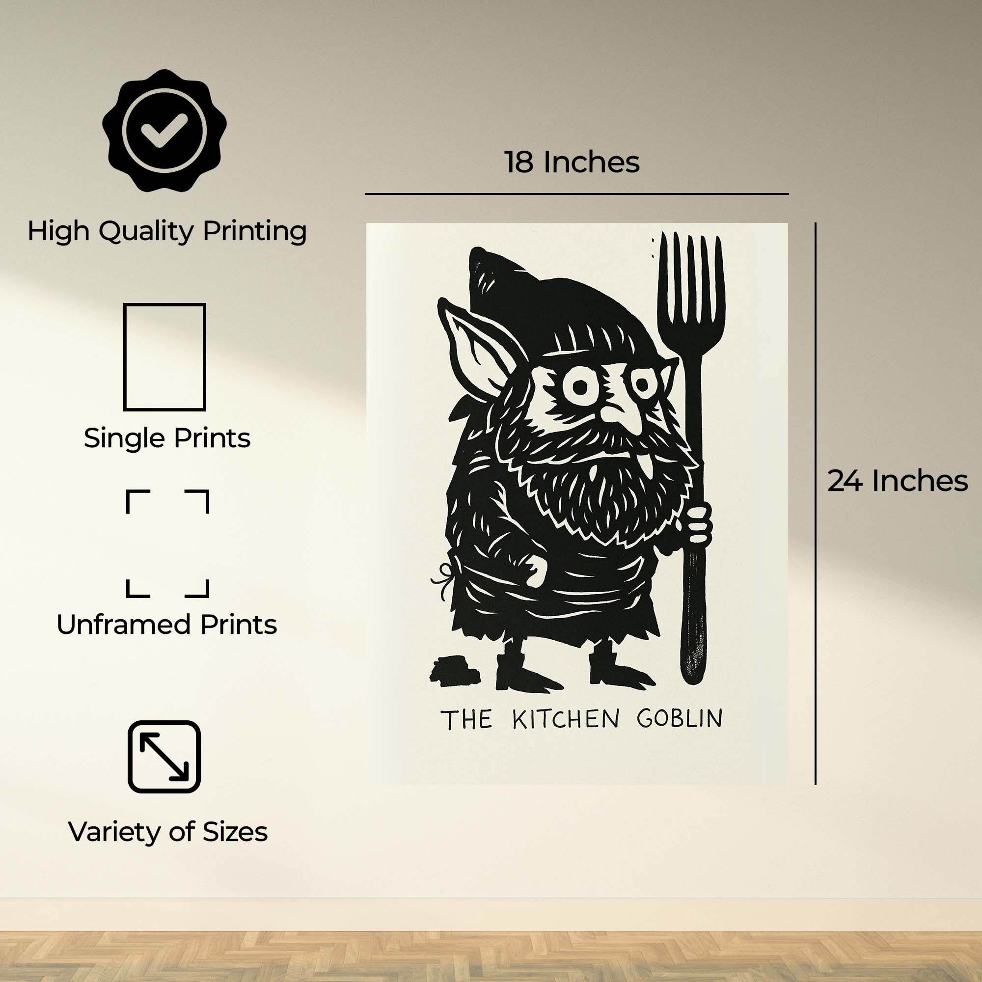 InkFlow The Kitchen Goblin - Whimsical Goblin Print for Kitchen Decor, Fun and Quirky Art for Cooking Space, Unique Kitchen Wall Art, Perfect Gift for Food Enthusiasts - 8x10 Unframed Wall Art - Infinity Beyond Crafts