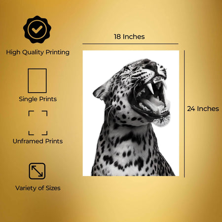 InkFlow Jaguar Poster - Bold Wildlife Wall Art for Home, Office, Bedroom, or Living Room Décor - Striking and Powerful Statement Animal Artwork Print - 8x10 Unframed Canvas Wall Art - Infinity Beyond Crafts