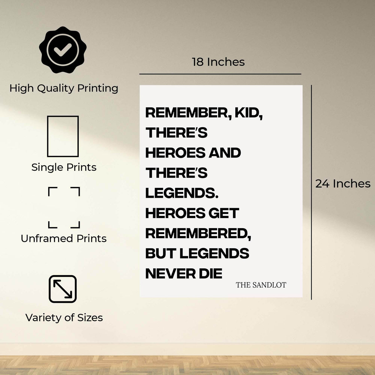 InkFlow Sandlot Quote Poster - Motivational & Inspirational Art for Baseball Fans, Perfect Wall Decor for Sports Enthusiasts - 8x10 Unframed Canvas Wall Art - Infinity Beyond Crafts