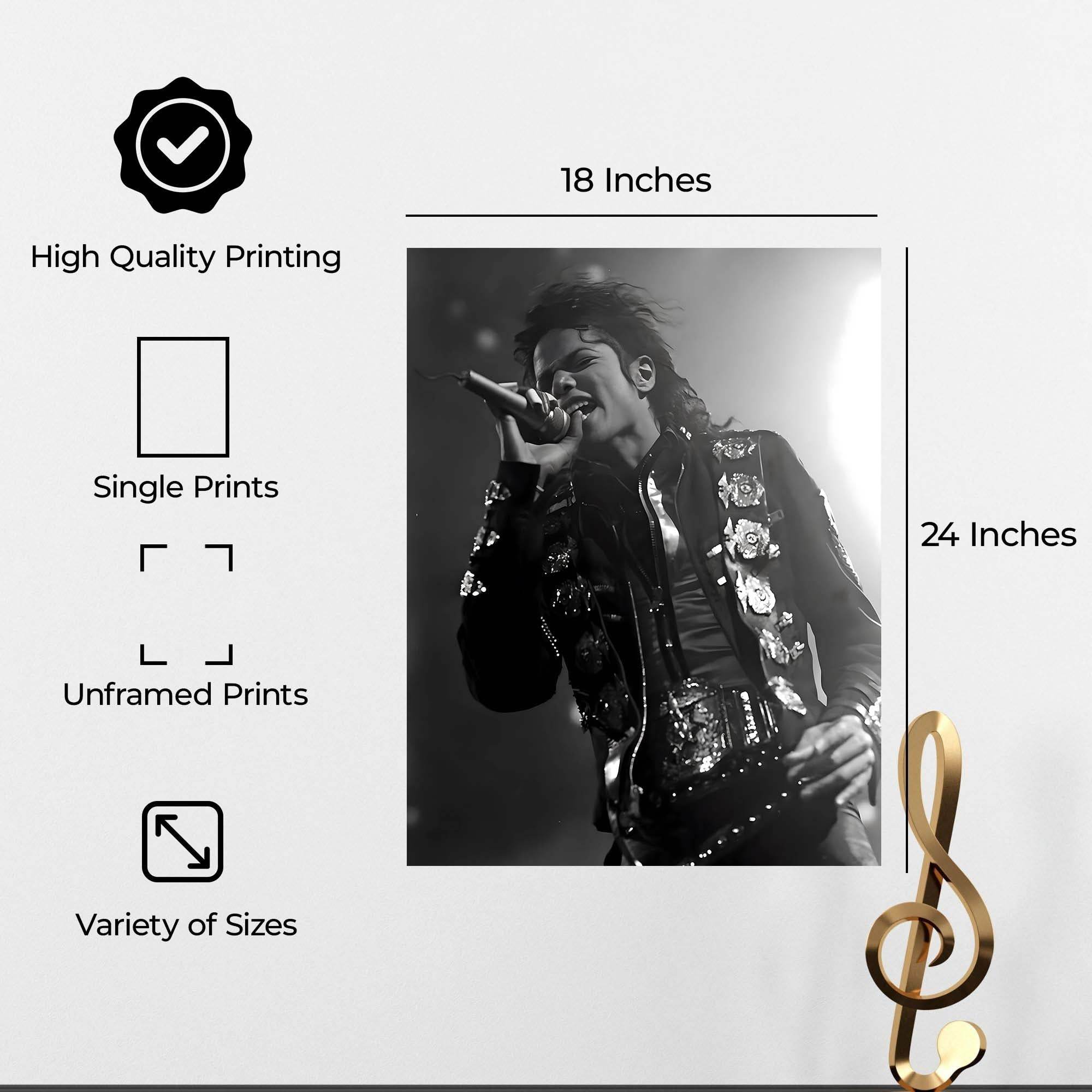 InkFlow Michael Jackson Poster - Iconic Music Legend Wall Art for Home, Office, Bedroom, or Living Room Décor - Bold and Timeless Statement Artwork Print - 8x10 Unframed Canvas Wall Art - Infinity Beyond Crafts