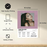 InkFlow Thank U, Next Music Poster - Art Print for Fans, Wall Décor for Home, Studio, or Office, Inspirational Artwork for Modern Spaces - 8x10 Unframed Canvas Wall Art - Infinity Beyond Crafts