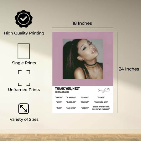 InkFlow Thank U, Next Music Poster - Art Print for Fans, Wall Décor for Home, Studio, or Office, Inspirational Artwork for Modern Spaces - 8x10 Unframed Canvas Wall Art - Infinity Beyond Crafts