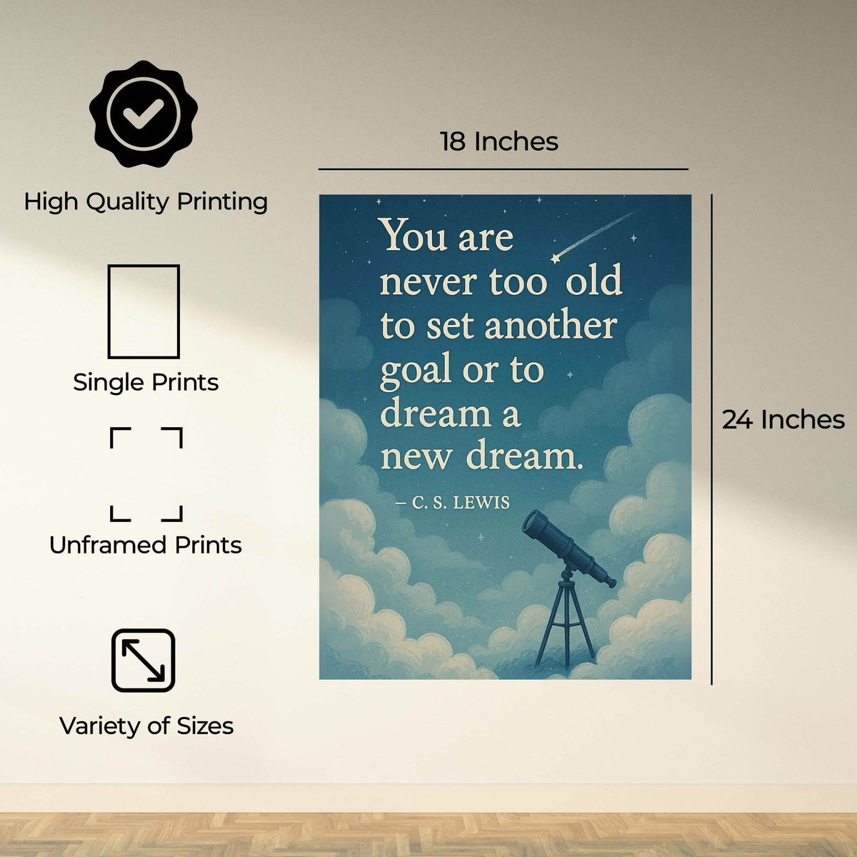 InkFlow C.S. Lewis Inspirational Quote Poster - Motivational Wall Art for Home, Office, Bedroom, Living Room Décor - Thought-Provoking Statement Piece - 8x10 Unframed Canvas Wall Art - Infinity Beyond Crafts