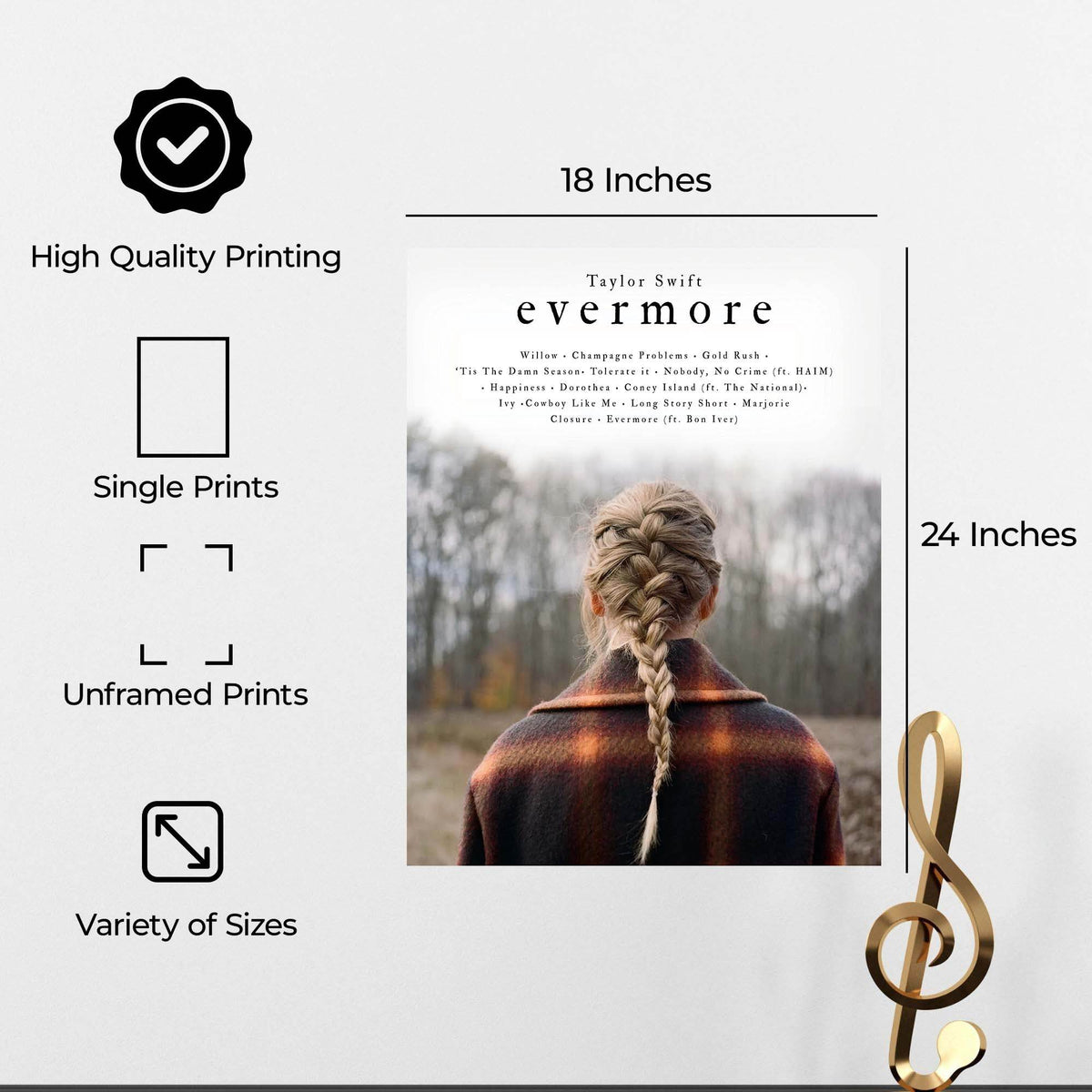 InkFlow Evermore Album Poster - Beautiful Indie Folk Music Artwork - Perfect Wall Decor for Bedroom, Living Room, or Office - Music & Musicians Art - 8x10 Unframed Canvas Wall Art - Infinity Beyond Crafts