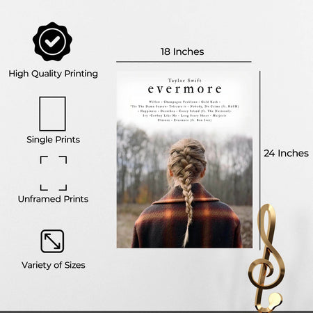 InkFlow Evermore Album Poster - Beautiful Indie Folk Music Artwork - Perfect Wall Decor for Bedroom, Living Room, or Office - Music & Musicians Art - 8x10 Unframed Canvas Wall Art - Infinity Beyond Crafts