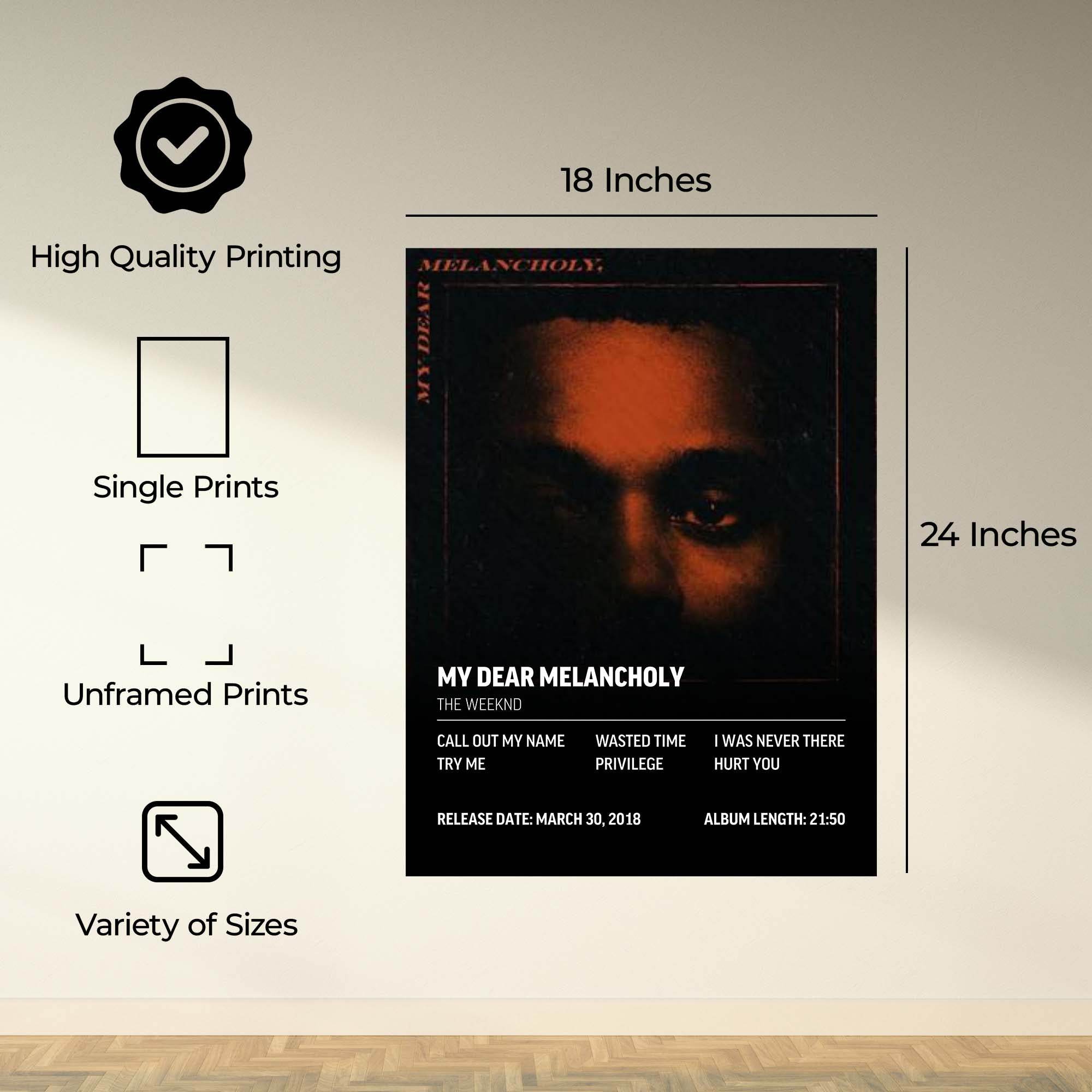 InkFlow My Dear Melancholy Music Poster - Iconic Pop Art Print for Music Lovers, Inspirational Wall Decor for Home, Office, and Music Enthusiasts - 8x10 Unframed Canvas Wall Art - Infinity Beyond Crafts