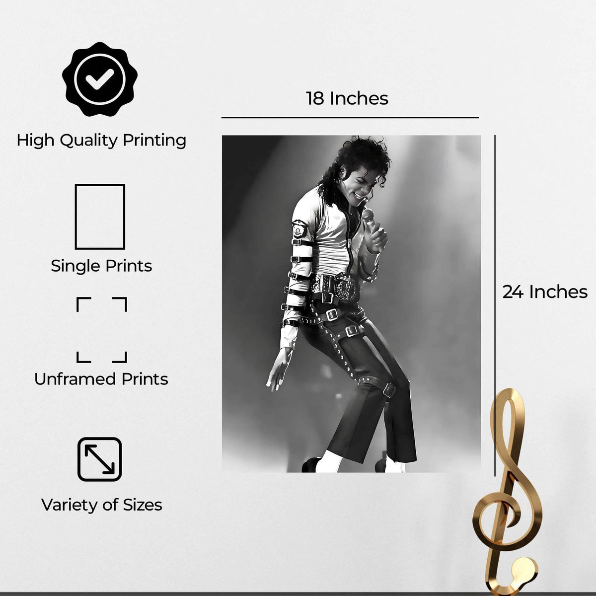 InkFlow Michael Jackson Poster - Legendary Pop Icon Wall Art for Home, Office, Bedroom, or Living Room Décor - Vibrant and Timeless Statement Artwork Print - 8x10 Unframed Canvas Wall Art - Infinity Beyond Crafts