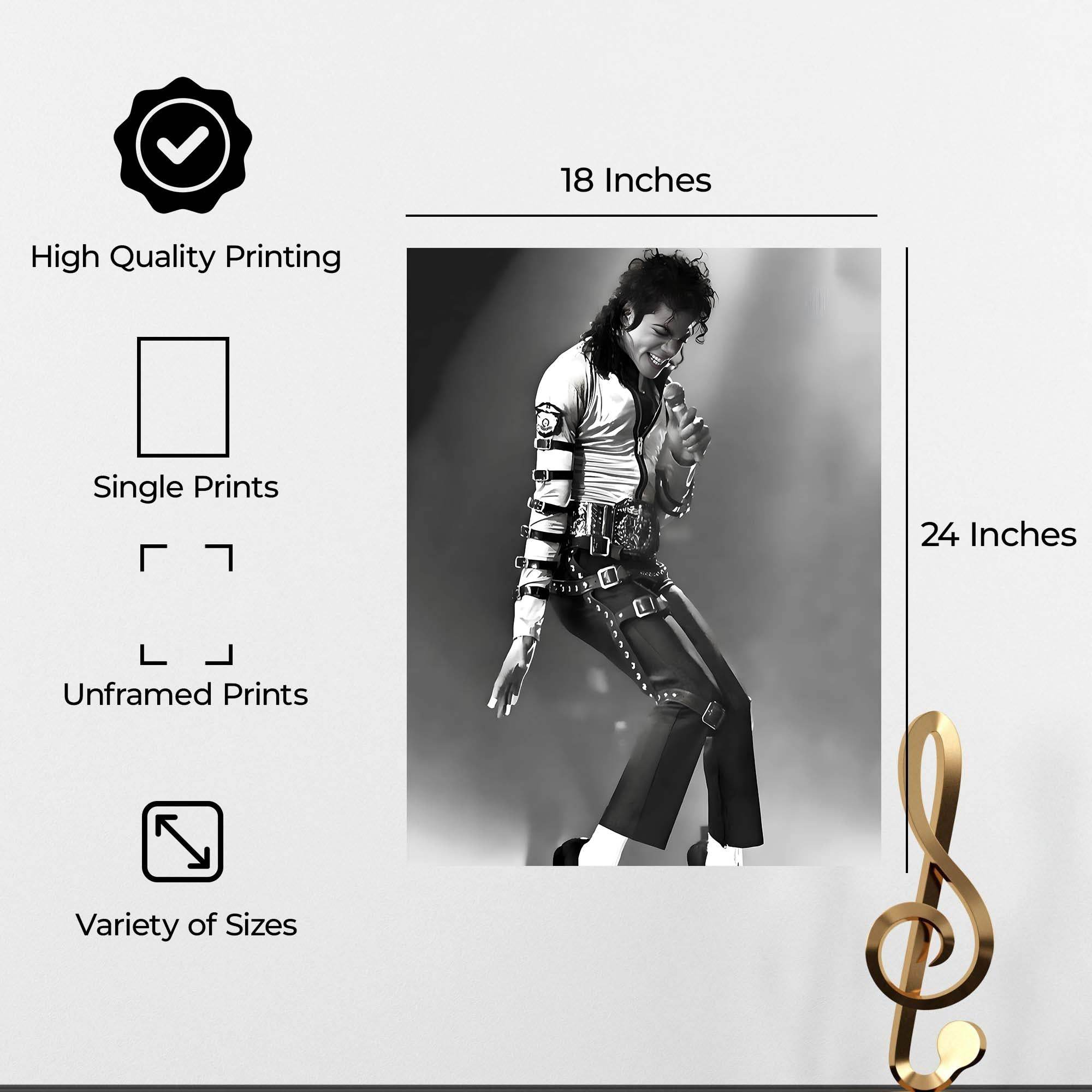 InkFlow Michael Jackson Poster - Legendary Pop Icon Wall Art for Home, Office, Bedroom, or Living Room Décor - Vibrant and Timeless Statement Artwork Print - 8x10 Unframed Canvas Wall Art - Infinity Beyond Crafts