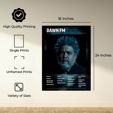 InkFlow Dawn FM Music Poster - Iconic Pop Art Print for Music Lovers, Inspirational Wall Decor for Home, Office, and Music Enthusiasts - 11x14 Unframed Canvas Wall Art - Infinity Beyond Crafts