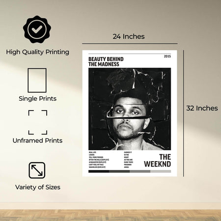 InkFlow Beauty Behind the Madness Music Poster - Iconic Pop Art Print for Music Lovers, Inspirational Wall Decor for Home, Office, and Music Enthusiasts - 8x10 Unframed Canvas Wall Art - Infinity Beyond Crafts