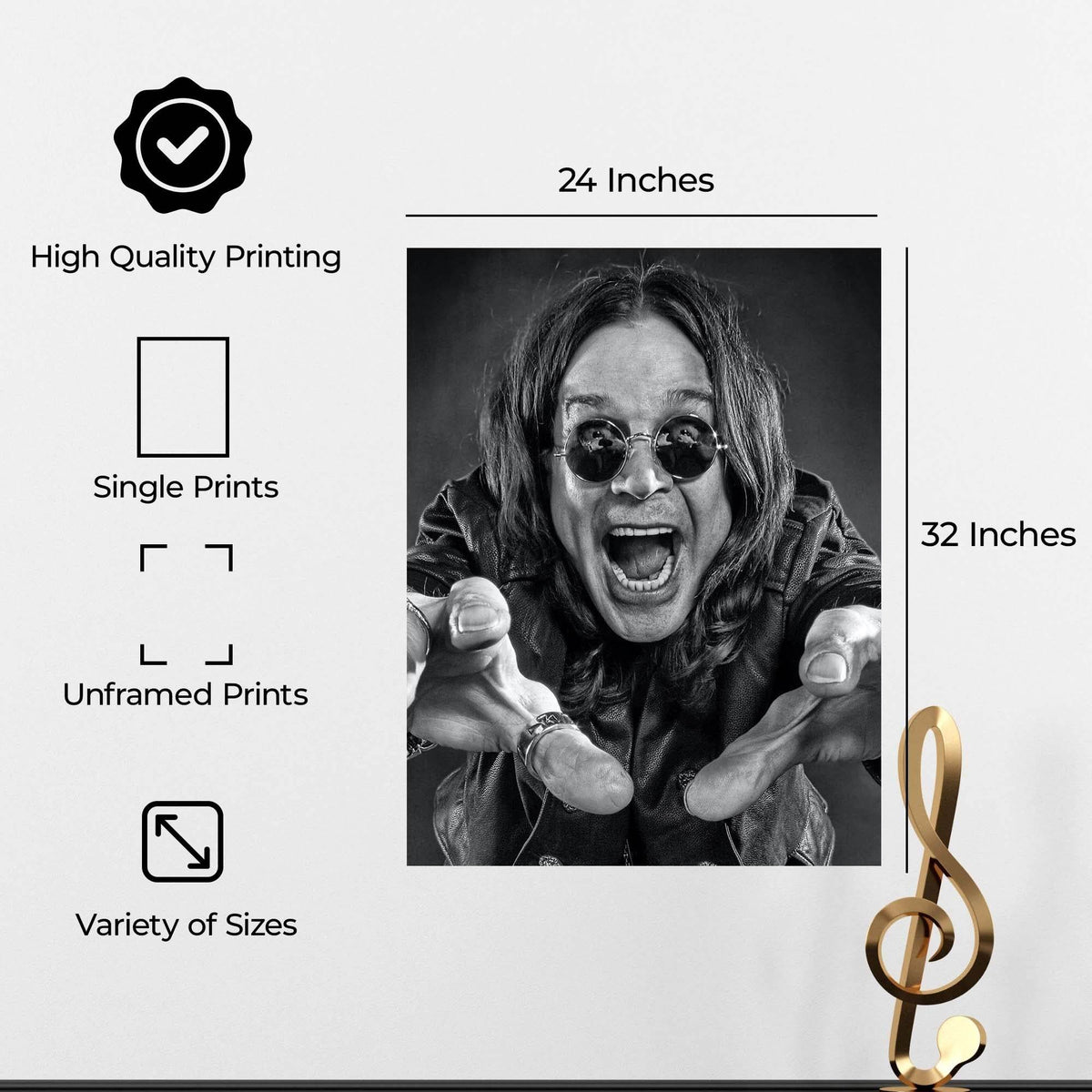 InkFlow Gritty Rock Music Poster - Classic Image Tribute to a Rock Legend, Famous People Art for Guitar Fans and Alternative Music Lovers - 8x10 Unframed Canvas Wall Art - Infinity Beyond Crafts