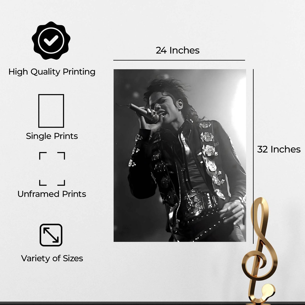 InkFlow Michael Jackson Poster - Iconic Music Legend Wall Art for Home, Office, Bedroom, or Living Room Décor - Bold and Timeless Statement Artwork Print - 8x10 Unframed Canvas Wall Art - Infinity Beyond Crafts