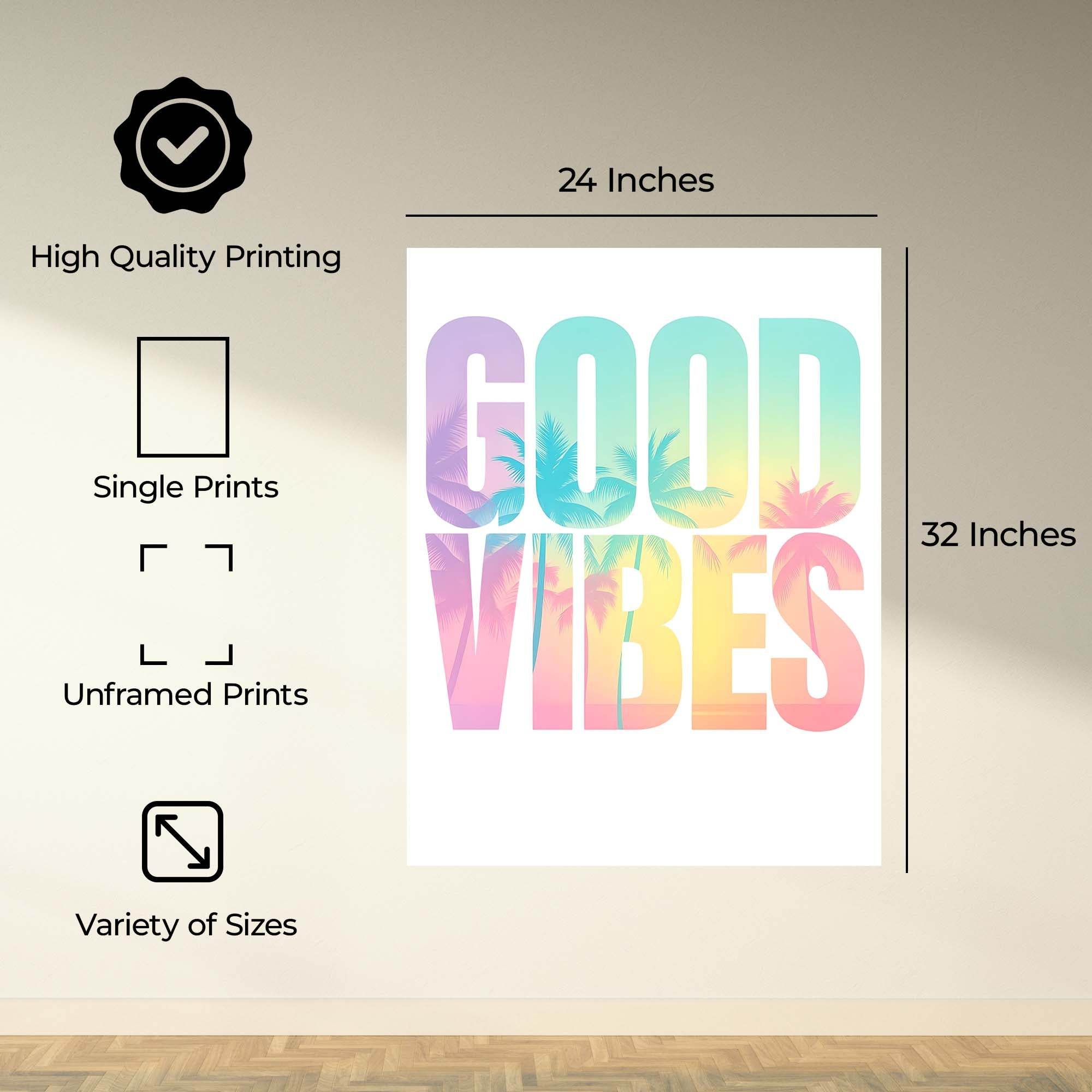 InkFlow Good Vibes Poster - Motivational & Inspirational Art Print with Positive Energy Message, Stylish Wall Décor for Home, Dorm, or Creative Space - 11x14 Unframed Canvas Wall Art - Infinity Beyond Crafts