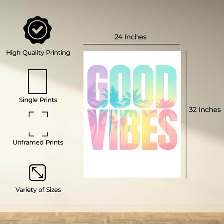 InkFlow Good Vibes Poster - Motivational & Inspirational Art Print with Positive Energy Message, Stylish Wall Décor for Home, Dorm, or Creative Space - 11x14 Unframed Canvas Wall Art - Infinity Beyond Crafts