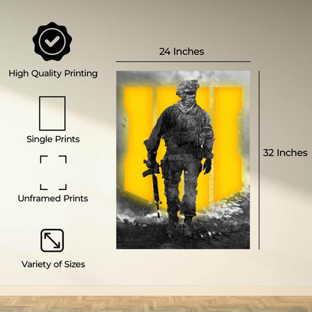 InkFlow Tactical Soldier-Inspired Poster - Military Warfare Wall Art for Home, Office, Bedroom Décor, Action Artwork for Gamer and FPS Enthusiasts - 8x10 Unframed Wall Art - Infinity Beyond Crafts