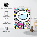 InkFlow Takashi Murakami Inspired Poster Wall Art Print - Bright and Colorful Floral Pop Art Design for Bedroom, Office, or Contemporary Living Spaces - 8x10 Unframed Canvas Wall Art - Infinity Beyond Crafts