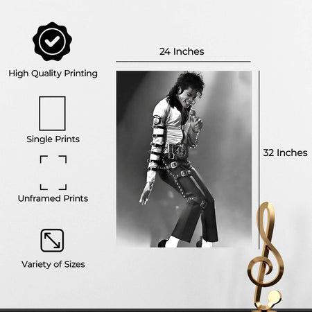 InkFlow Michael Jackson Poster - Legendary Pop Icon Wall Art for Home, Office, Bedroom, or Living Room Décor - Vibrant and Timeless Statement Artwork Print - 8x10 Unframed Canvas Wall Art - Infinity Beyond Crafts