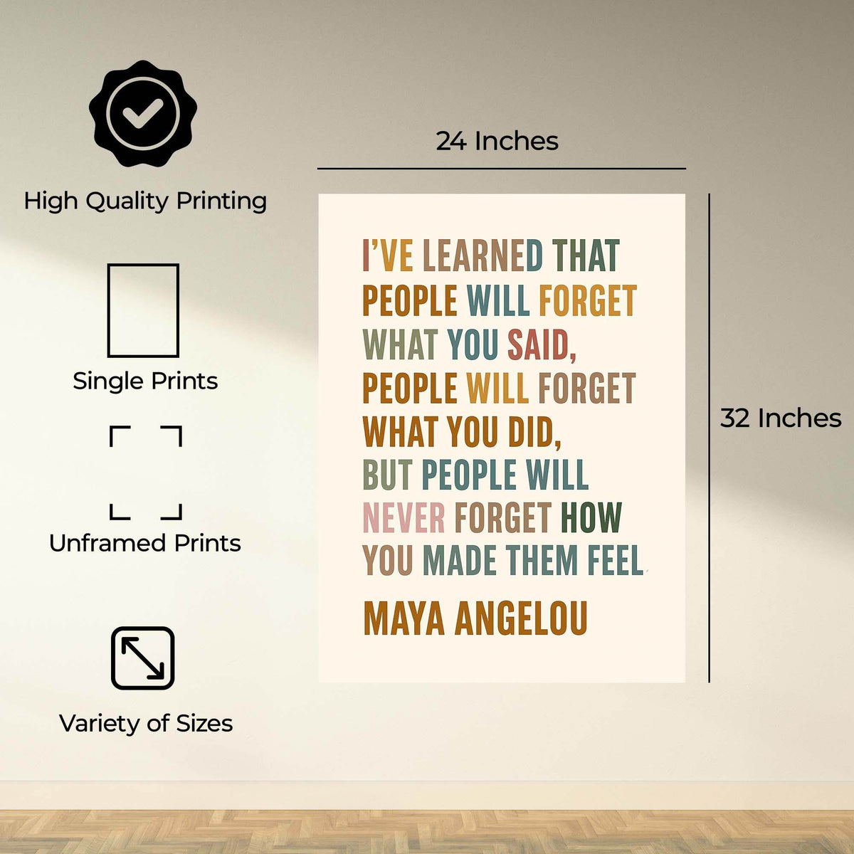 InkFlow Maya Angelou Inspirational Quote Wall Art - Motivational Print Poster for Home Décor, Living Rooms, Bedrooms, and Uplifting Spaces - 8x10 Unframed Wall Art - Infinity Beyond Crafts