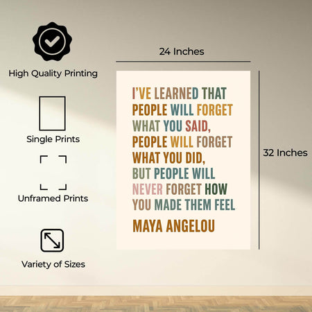 InkFlow Maya Angelou Inspirational Quote Wall Art - Motivational Print Poster for Home Décor, Living Rooms, Bedrooms, and Uplifting Spaces - 8x10 Unframed Wall Art - Infinity Beyond Crafts