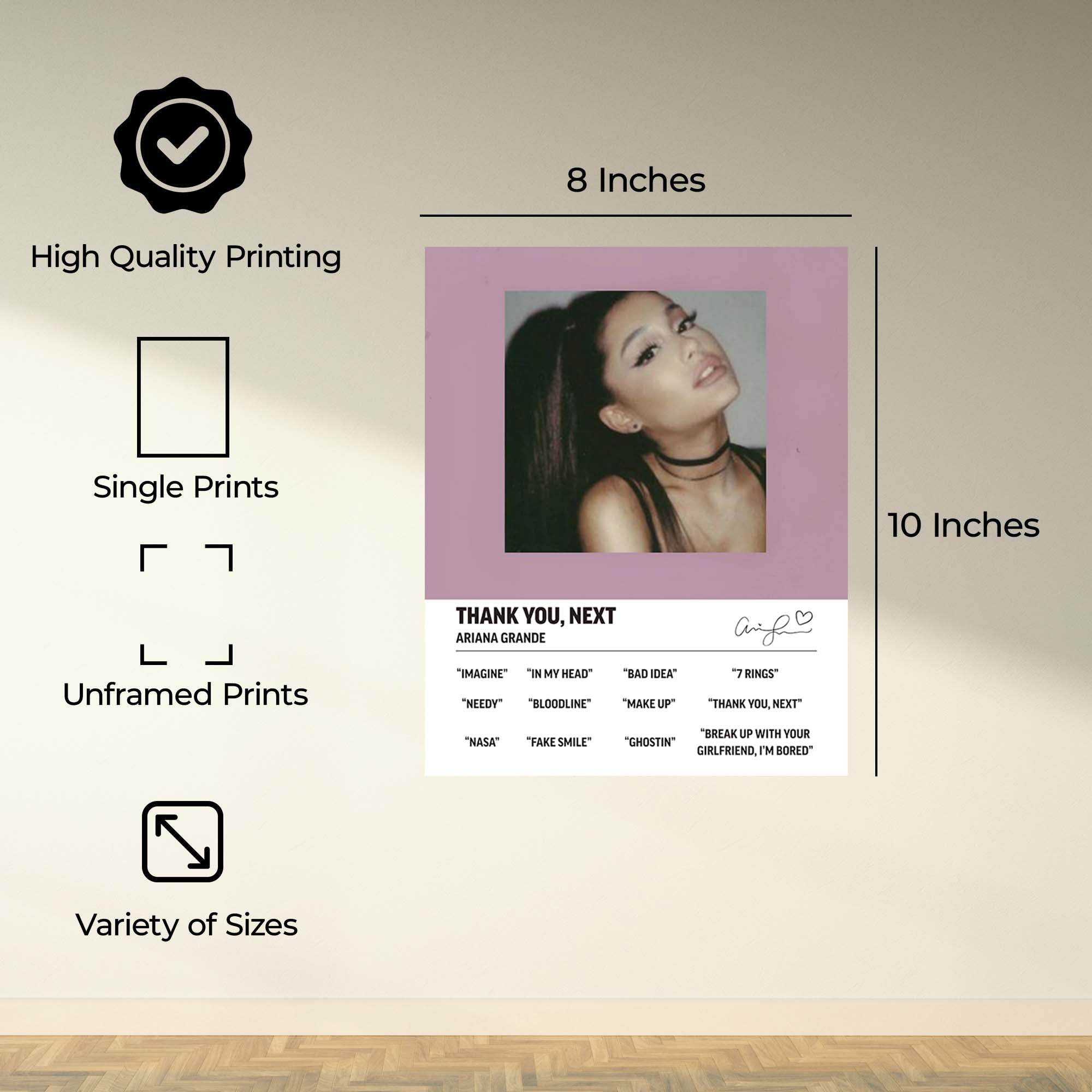 InkFlow Thank U, Next Music Poster - Art Print for Fans, Wall Décor for Home, Studio, or Office, Inspirational Artwork for Modern Spaces - 8x10 Unframed Canvas Wall Art - Infinity Beyond Crafts