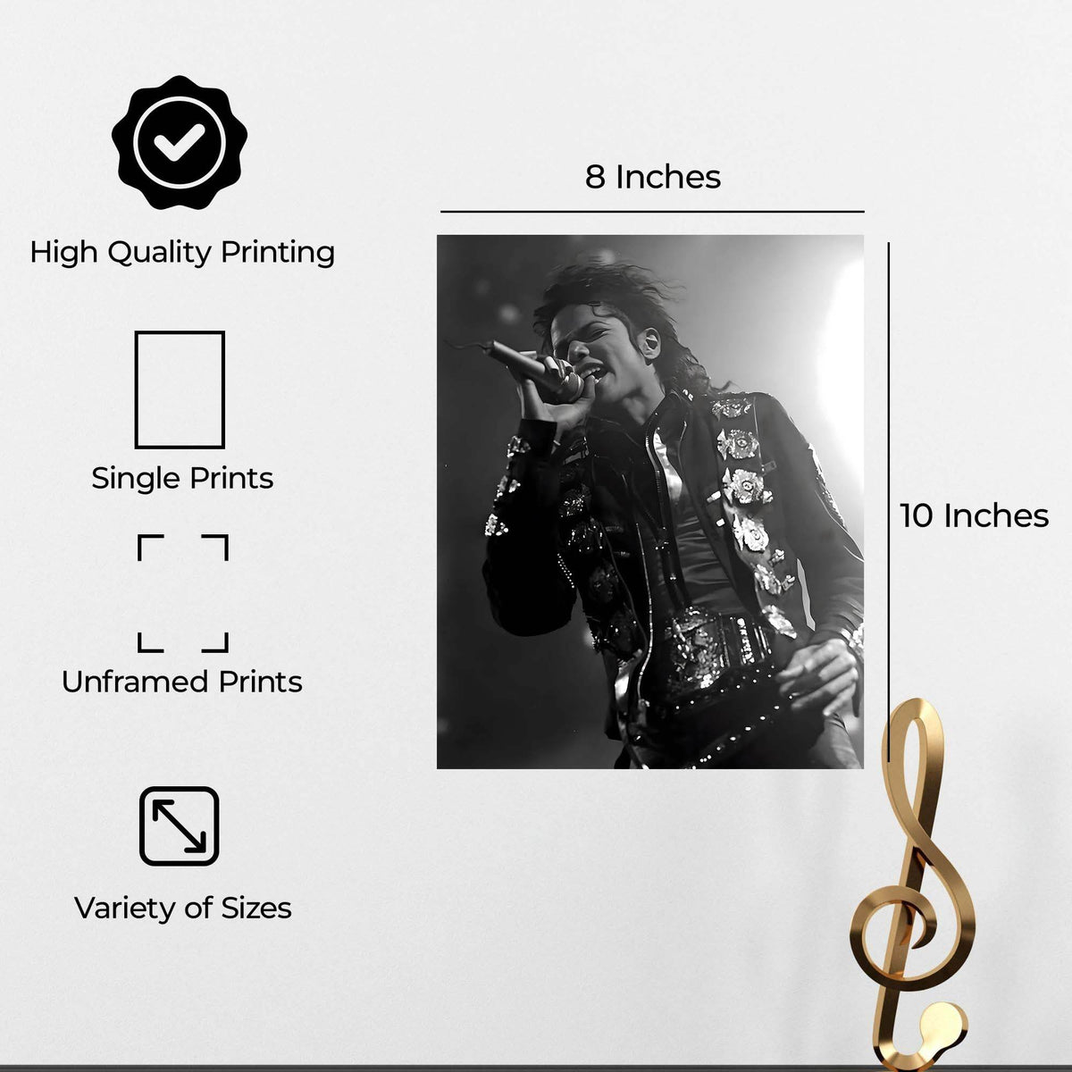 InkFlow Michael Jackson Poster - Iconic Music Legend Wall Art for Home, Office, Bedroom, or Living Room Décor - Bold and Timeless Statement Artwork Print - 8x10 Unframed Canvas Wall Art - Infinity Beyond Crafts