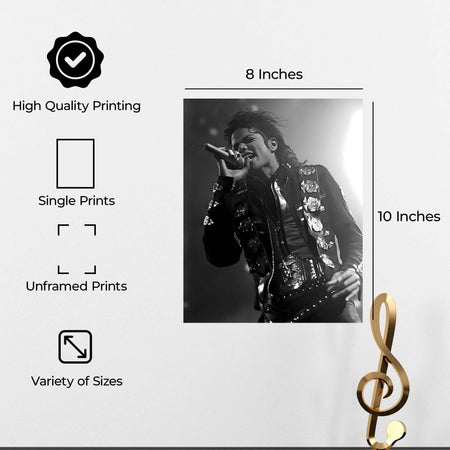 InkFlow Michael Jackson Poster - Iconic Music Legend Wall Art for Home, Office, Bedroom, or Living Room Décor - Bold and Timeless Statement Artwork Print - 8x10 Unframed Canvas Wall Art - Infinity Beyond Crafts