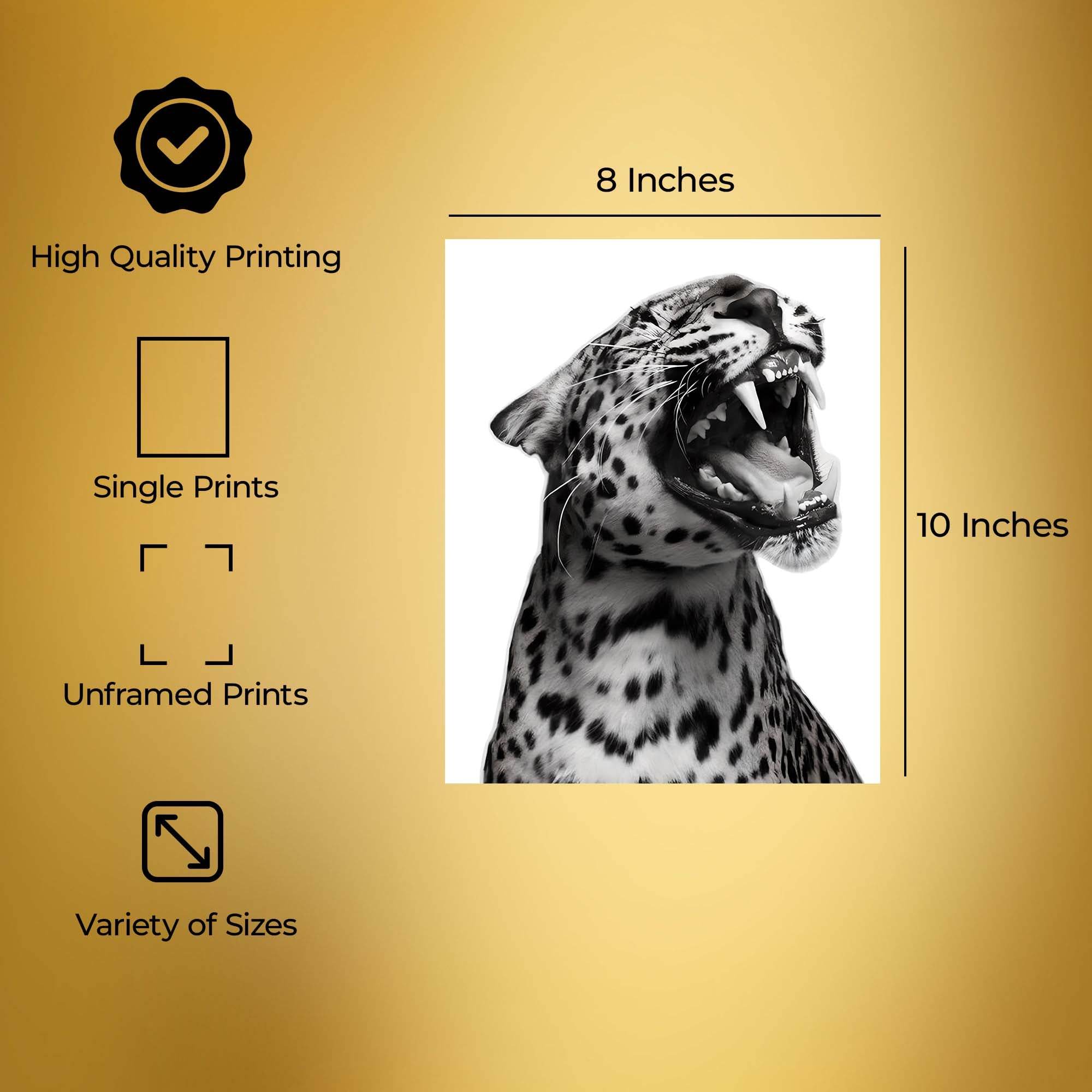 InkFlow Jaguar Poster - Bold Wildlife Wall Art for Home, Office, Bedroom, or Living Room Décor - Striking and Powerful Statement Animal Artwork Print - 8x10 Unframed Canvas Wall Art - Infinity Beyond Crafts