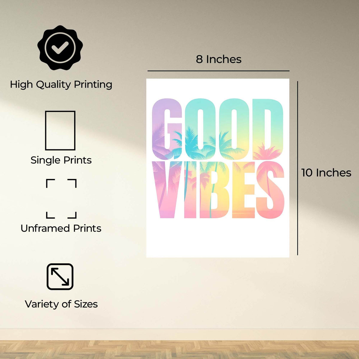 InkFlow Good Vibes Poster - Motivational & Inspirational Art Print with Positive Energy Message, Stylish Wall Décor for Home, Dorm, or Creative Space - 11x14 Unframed Canvas Wall Art - Infinity Beyond Crafts
