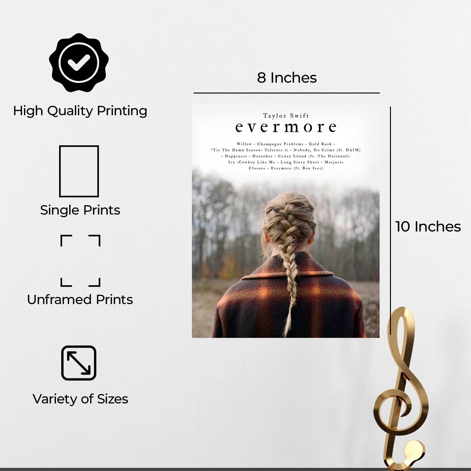 InkFlow Evermore Album Poster - Beautiful Indie Folk Music Artwork - Perfect Wall Decor for Bedroom, Living Room, or Office - Music & Musicians Art - 8x10 Unframed Canvas Wall Art - Infinity Beyond Crafts